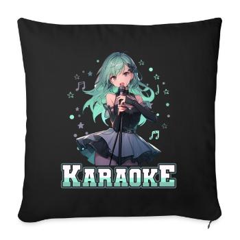 Filles Manga Anime Karaoké - Housse de coussin décorative 45 x 45 cm - noir - Devant