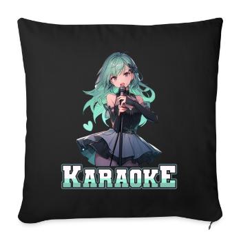 Filles Manga Anime Karaoké - Housse de coussin décorative 45 x 45 cm - noir - Devant