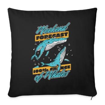 100 % de chances de voir des baleines, des bélugas bleus, des cétacés - Housse de coussin décorative 45 x 45 cm - noir - Devant