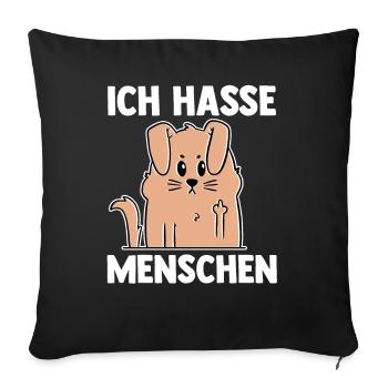 Ich Hasse Menschen Hund - Sofakissenbezug 45 x 45 cm - Schwarz - Vorne