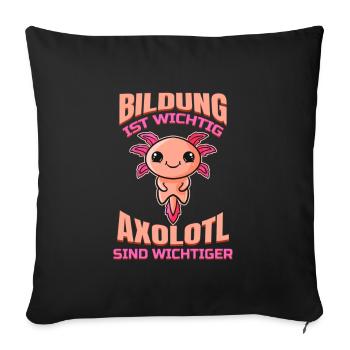 Axolotl Lustig Schule Axolotls für Schüler Echsen - Sofakissenbezug 45 x 45 cm - Schwarz - Vorne