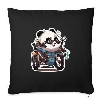 Panda Bike Panda Pandas Panda Bear - Sofa pillowcase 17,3'' x 17,3'' (45 x 45 cm) - black - Front