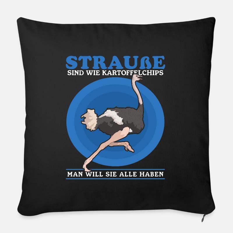 Strauß Vogel Straußenliebhaber Strauße Geschenk - Sofakissenbezug 45 x 45 cm - Schwarz