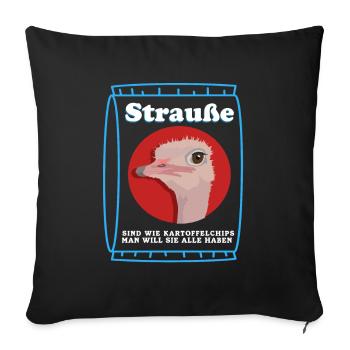 Strauß Vogel | Strauße Straußenliebhaber Geschenk - Sofakissenbezug 45 x 45 cm - Schwarz - Vorne