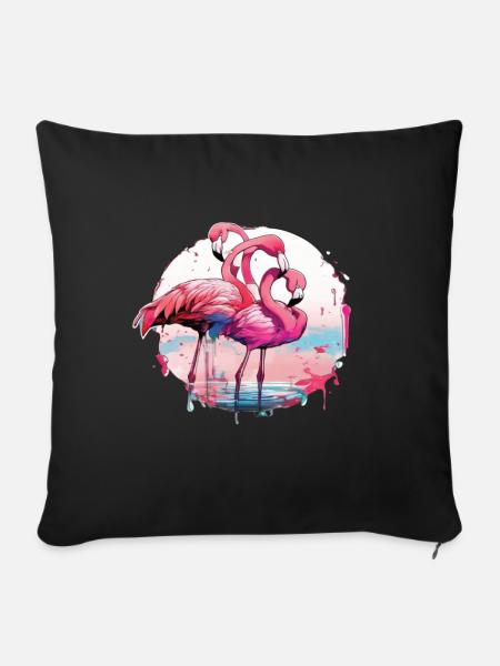 Flamingos - Sofakissenbezug 45 x 45 cm - Schwarz