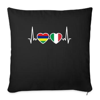 Mauritius Italy Heartbeat Flag Mauritian - Sofa pillowcase 17,3'' x 17,3'' (45 x 45 cm) - black - Front