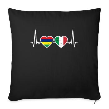 Mauritius Italy Vintage Heartbeat Flag - Sofa pillowcase 17,3'' x 17,3'' (45 x 45 cm) - black - Front