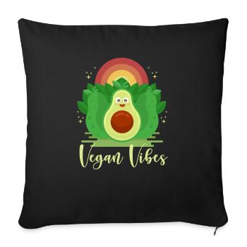 Vegan Vibes Vegan Vegan Pflanzlich Vegetarisch - Sofakissenbezug 45 x 45 cm - Schwarz - Vorne