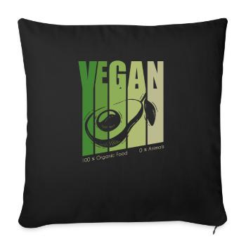 Rétro végétalien végétalien végétalien Véganisme végétarien - Housse de coussin décorative 45 x 45 cm - noir - Devant