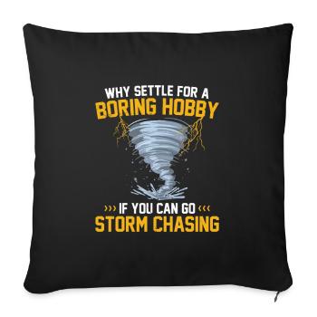 Sturmjäger Shirts | Unwetter Sturm Blitz Geschenke - Sofakissenbezug 45 x 45 cm - Schwarz - Vorne