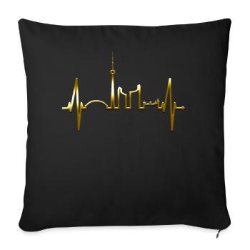 Toronto Skyline Heartbeat Canadien J’aime le Canada - Housse de coussin décorative 45 x 45 cm - noir - Devant
