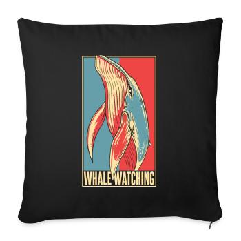 Whale Portrait Blue Beluga Cachalot Cetacea Whale - Sofa pillowcase 17,3'' x 17,3'' (45 x 45 cm) - black - Front
