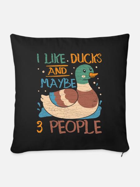 Ente Entchen Geschenk - Sofakissenbezug 45 x 45 cm - Schwarz
