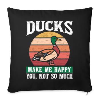 Ente Retro Entchen - Sofakissenbezug 45 x 45 cm - Schwarz - Vorne