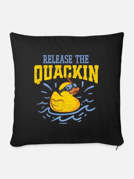 Badeente Gummiente - Sofakissenbezug 45 x 45 cm - Schwarz