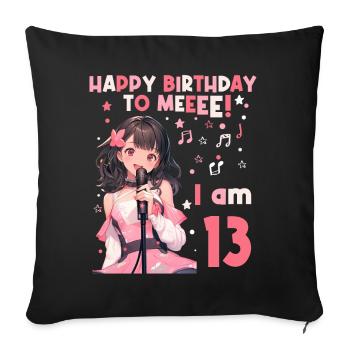Anime Mandga K-Pop KPop Girl 13th Birthday - Sofa pillowcase 17,3'' x 17,3'' (45 x 45 cm) - black - Front
