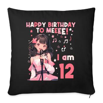 Anime Mandga K-Pop KPop Girl 12th Birthday - Sofa pillowcase 17,3'' x 17,3'' (45 x 45 cm) - black - Front