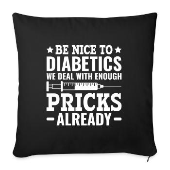 Sensibilisation au diabète - Diabète diabétique de type 1 - Housse de coussin décorative 45 x 45 cm - noir - Devant