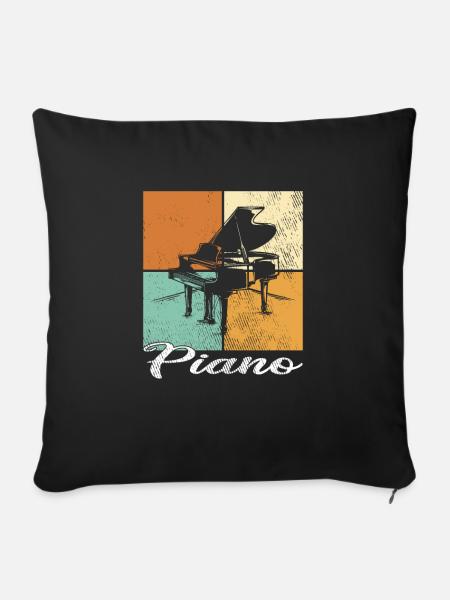 Klavier - Sofakissenbezug 45 x 45 cm - Schwarz