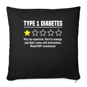 Typ 1 Diabetes - 1 von 5 Sternen Diabetiker - Sofakissenbezug 45 x 45 cm - Schwarz - Vorne