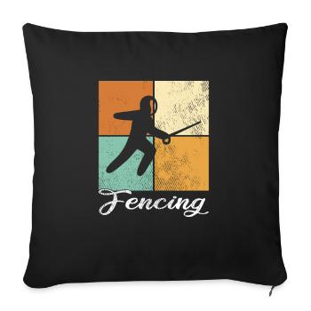 Fechten - Sofakissenbezug 45 x 45 cm - Schwarz - Vorne