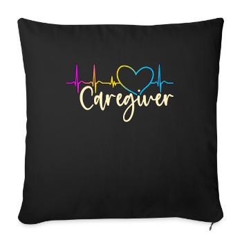 Caregiving Caregiver Heartbeat Loves Caretaker - Sofa pillowcase 17,3'' x 17,3'' (45 x 45 cm) - black - Front