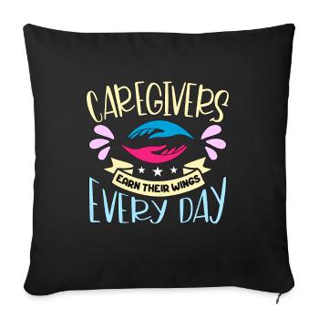 Caregiving Caregivers Earn Their Caregiving Team - Sofa pillowcase 17,3'' x 17,3'' (45 x 45 cm) - black - Front