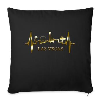 Las Vegas Skyline Heartbeat Nevada USA Heart Love - Sofa pillowcase 17,3'' x 17,3'' (45 x 45 cm) - black - Front