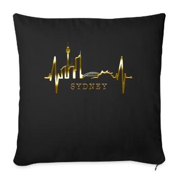 Sydney Skyline Heartbeat Australie Fan Pulse Heart - Housse de coussin décorative 45 x 45 cm - noir - Devant