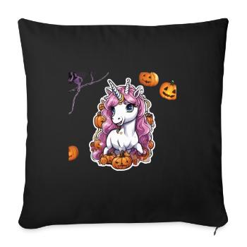 Licorne Halloween Licornes Licorne Helloween - Housse de coussin décorative 45 x 45 cm - noir - Devant