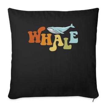 Béluga bleu rétro Cetacea Cachalot Watcher Whale - Housse de coussin décorative 45 x 45 cm - noir - Devant