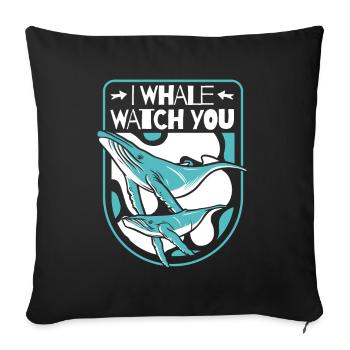 Je vous observe Béluga bleu Cachalot Baleine - Housse de coussin décorative 45 x 45 cm - noir - Devant