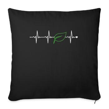Veganism Heartbeat Vegans Plant-Based Vegan - Sofa pillowcase 17,3'' x 17,3'' (45 x 45 cm) - black - Front