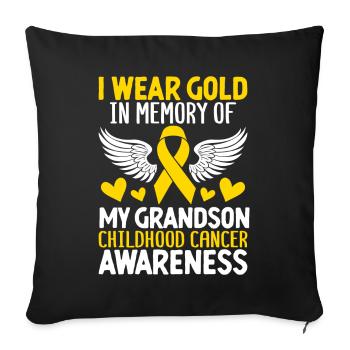 Childhood Cancer Grandson Family Childhood Cancer - Sofa pillowcase 17,3'' x 17,3'' (45 x 45 cm) - black - Front