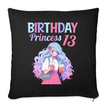 Anime Mandga Boba Bubble Tea 13. Geburtstag - Sofakissenbezug 45 x 45 cm - Schwarz - Vorne