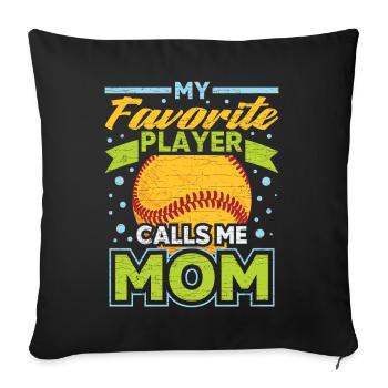 Softball Baseball Mama Mutter Geschenk - Sofakissenbezug 45 x 45 cm - Schwarz - Vorne