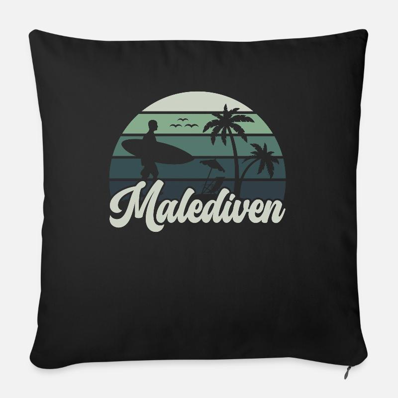 etro Malediven Maldives Palmen Urlaub Sommer Meer - Sofakissenbezug 45 x 45 cm - Schwarz