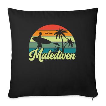 etro Maldives Maldives Palmiers Vacances Été Mer - Housse de coussin décorative 45 x 45 cm - noir - Devant