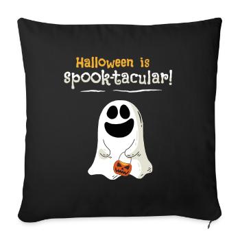 Cute ghost celebrates Happy Halloween - Sofa pillowcase 17,3'' x 17,3'' (45 x 45 cm) - black - Front