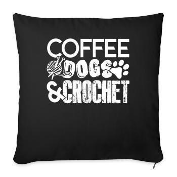 Crocheting Coffee Dogs and Crochet - Sofa pillowcase 17,3'' x 17,3'' (45 x 45 cm) - black - Front