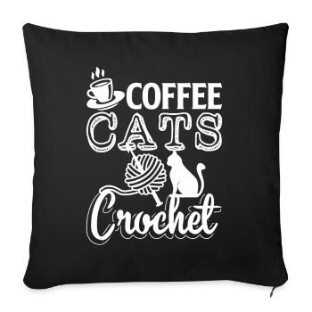 Crocheting Coffee Cats Crochet - Sofa pillowcase 17,3'' x 17,3'' (45 x 45 cm) - black - Front