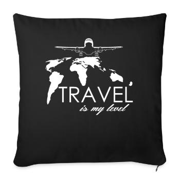 Reise Verreisen Urlaub Weltreise - Sofakissenbezug 45 x 45 cm - Schwarz - Vorne