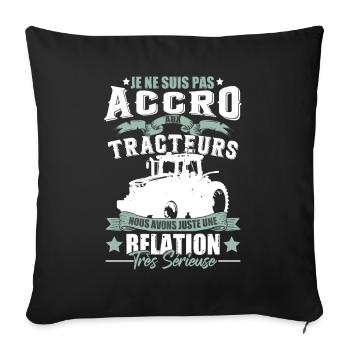 Dicton drôle de tracteur - Housse de coussin décorative 45 x 45 cm - noir - Devant