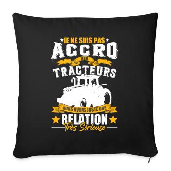 Drôle Tracteur Humour - Housse de coussin décorative 45 x 45 cm - noir - Devant