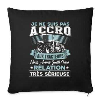 Fête des pères humoristique tracteur - Housse de coussin décorative 45 x 45 cm - noir - Devant