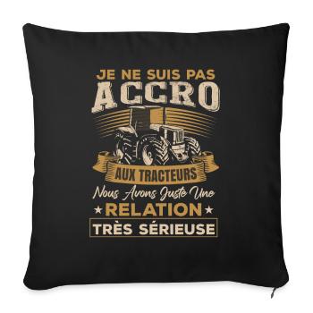 Agriculteur Tracteur Paysan - Housse de coussin décorative 45 x 45 cm - noir - Devant