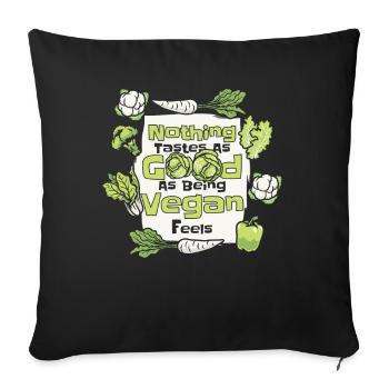Rien n’a aussi bon goût qu’être végétalien se sent végétalien - Housse de coussin décorative 45 x 45 cm - noir - Devant