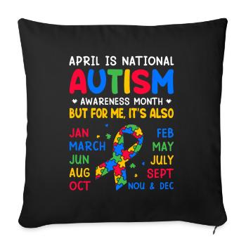 Autisme Sensibilisation Autistique Drôle Spectre de l’autisme - Housse de coussin décorative 45 x 45 cm - noir - Devant