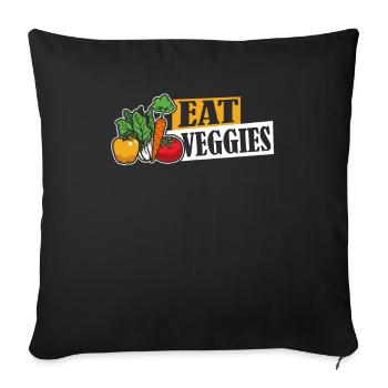 Manger des légumes végétaliens végétaliens végétaliens végétariens - Housse de coussin décorative 45 x 45 cm - noir - Devant