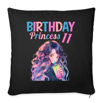 Anime Mandga Boba Bubble Tea 11. Geburtstag - Sofakissenbezug 45 x 45 cm - Schwarz - Vorne